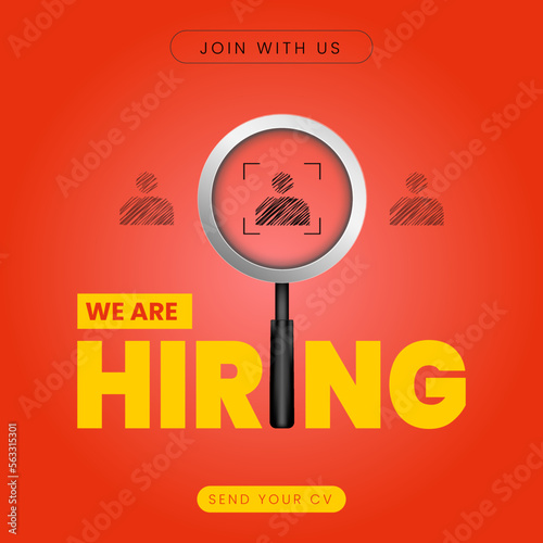 Hiring Job post template, We are hiring Job advertisement social media design post