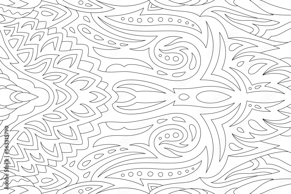 Coloring book art with linear vintage pattern