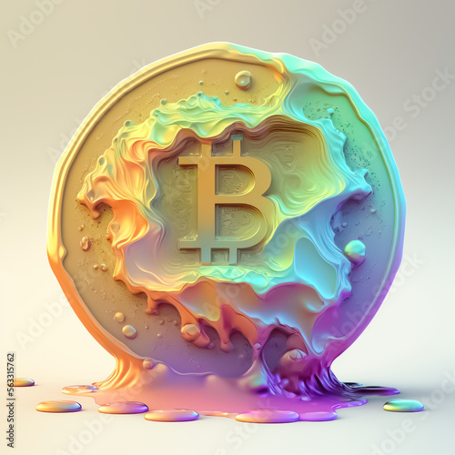 Abstract Bitcoin in Pastel Colors. AI Generative