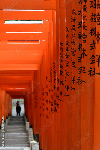 昼間の赤坂山王日枝神社の連続した鳥居