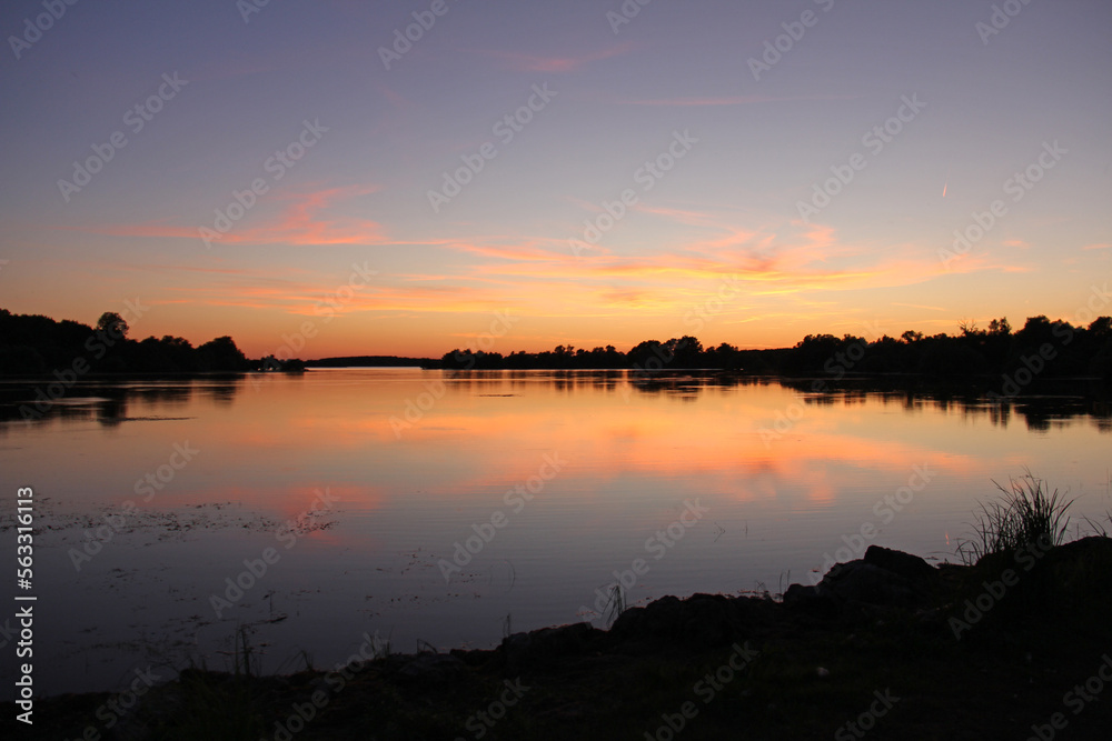 Sunset on the Lake of Der Champage Grand Est France
