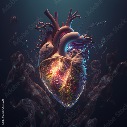 Anatomical Human Heart under Water. AI Generative