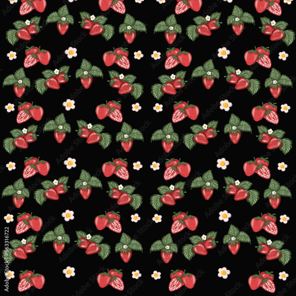 seamless pattern with berries seamless pattern with red berries seamless pattern with leaves seamless pattern with hearts and strawberry