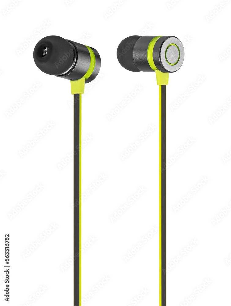 acoustic wired headphones, isolated on white background acoustic wired headphones, isolated on white background