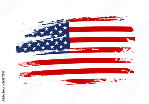 US grunge flag. American national symbol. USA old grungy texture. Vector illustration.