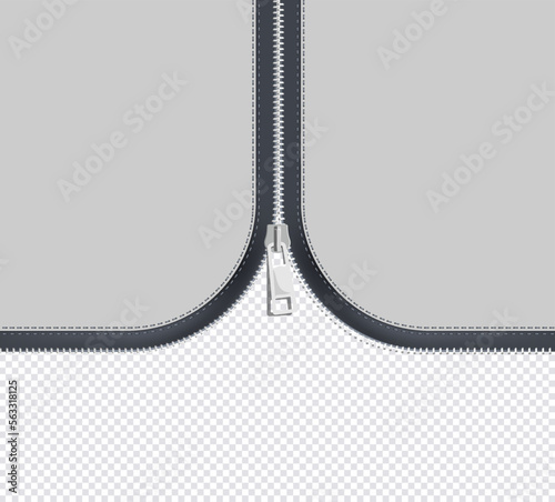 Open zipper with copy space. Background with place for text. Vector illustration.