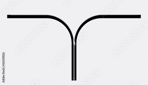 Open zipper with copy space. Background with place for text. Vector illustration.