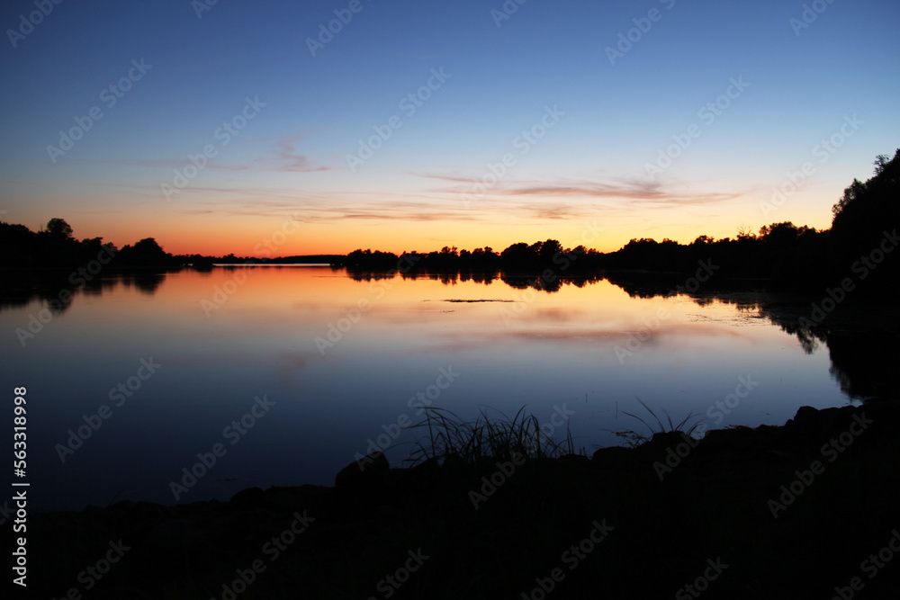 Sunset on the Lake of Der Champage Grand Est France