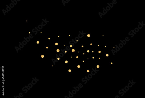 Golden Confetti Bright Vector Black Background.