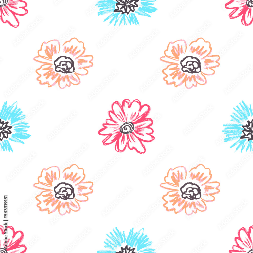 Seamless pattern. Children's drawings with wax crayons Seamless pattern. Children's drawings with wax crayons