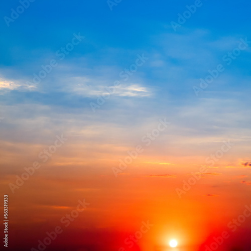 Fototapeta Naklejka Na Ścianę i Meble -  Sky with red bright sunrise.