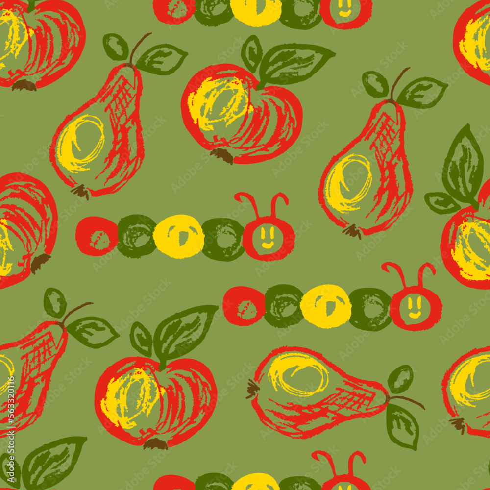 Seamless pattern. Children's drawings with wax crayons Seamless pattern. Children's drawings with wax crayons