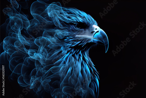 Unique Digital Art: Blue Smoke Eagle - A Symbol of America