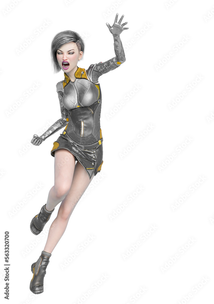 cyborg girl comic run in a white background cyborg girl comic run in a white background