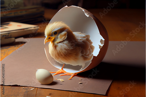 cute little chick coming ou...