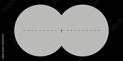 Binocular view illustration on white backboard for design. Sniper vision vector symbol.