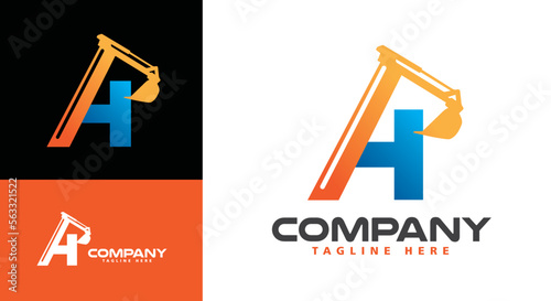 Letter H Excavator Logo, Excavator H Letter Logo for construction company
