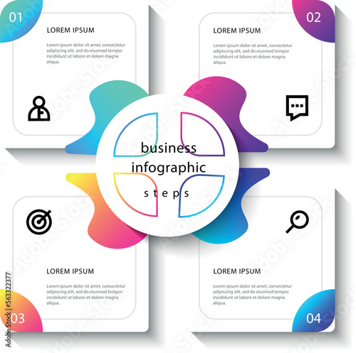 Concept of arrow business model with 6 successive steps. Six colorful graphic elements. Timeline design for brochure, presentation. Infographic design layout