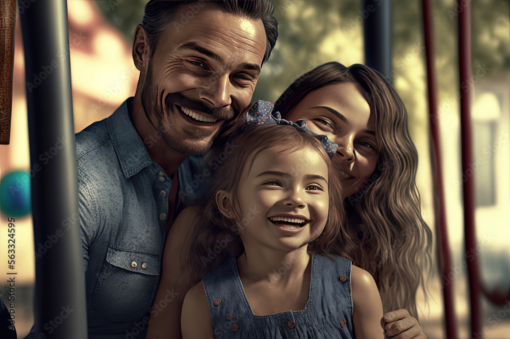 Portrait of a group of happy, smiling, confident family at a park Portrait of a group of happy, smiling, confident family at a park
