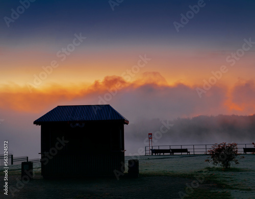 Wonderful views of a foggy morning on the river in autumn © Иван Труфанов