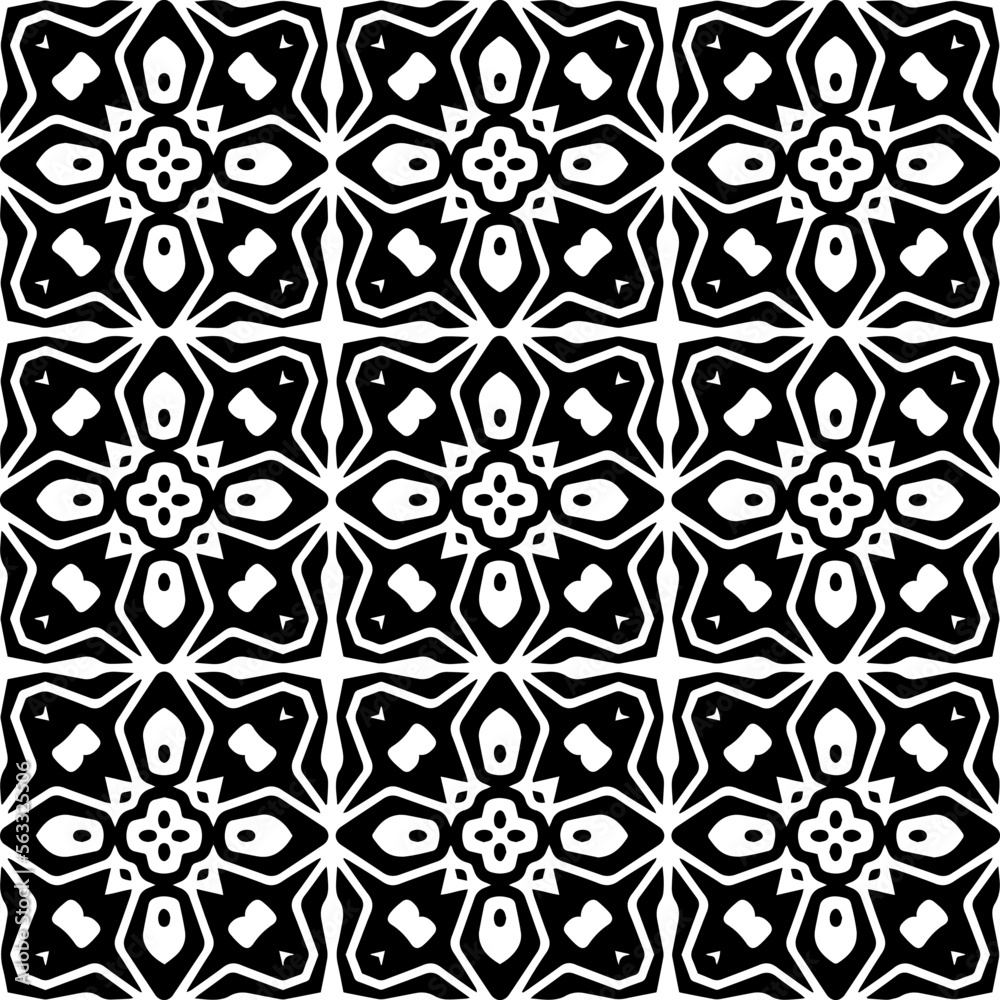 
Vector pattern in geometric ornamental style. Black and white color.Seamless pattern.