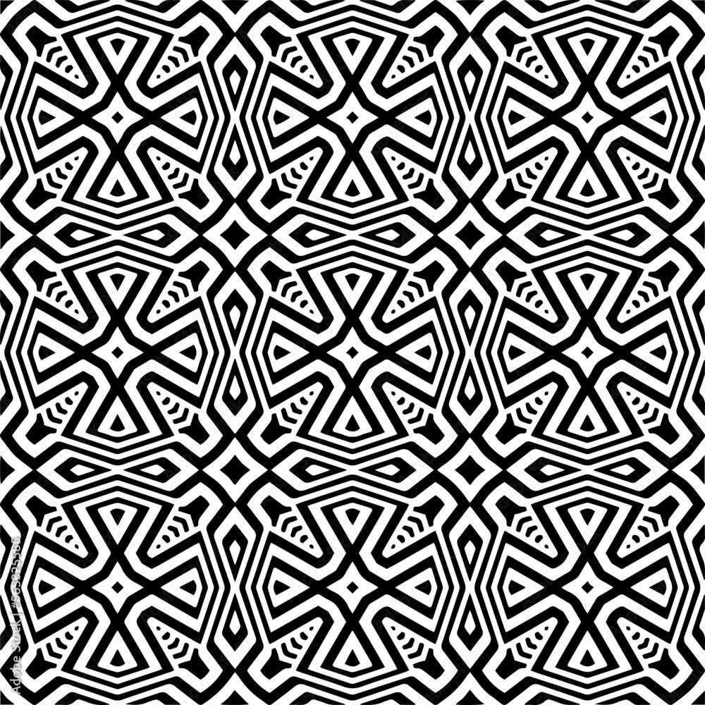 Vector pattern in geometric ornamental style. Black and white color.Seamless pattern.
Vector pattern in geometric ornamental style. Black and white color.Seamless pattern.