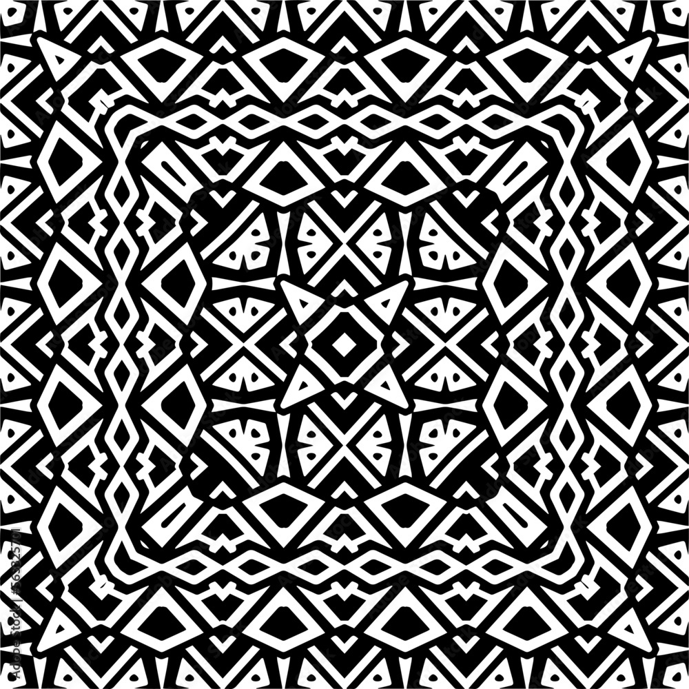 Vector pattern in geometric ornamental style. Black and white color.Seamless pattern.
Vector pattern in geometric ornamental style. Black and white color.Seamless pattern.