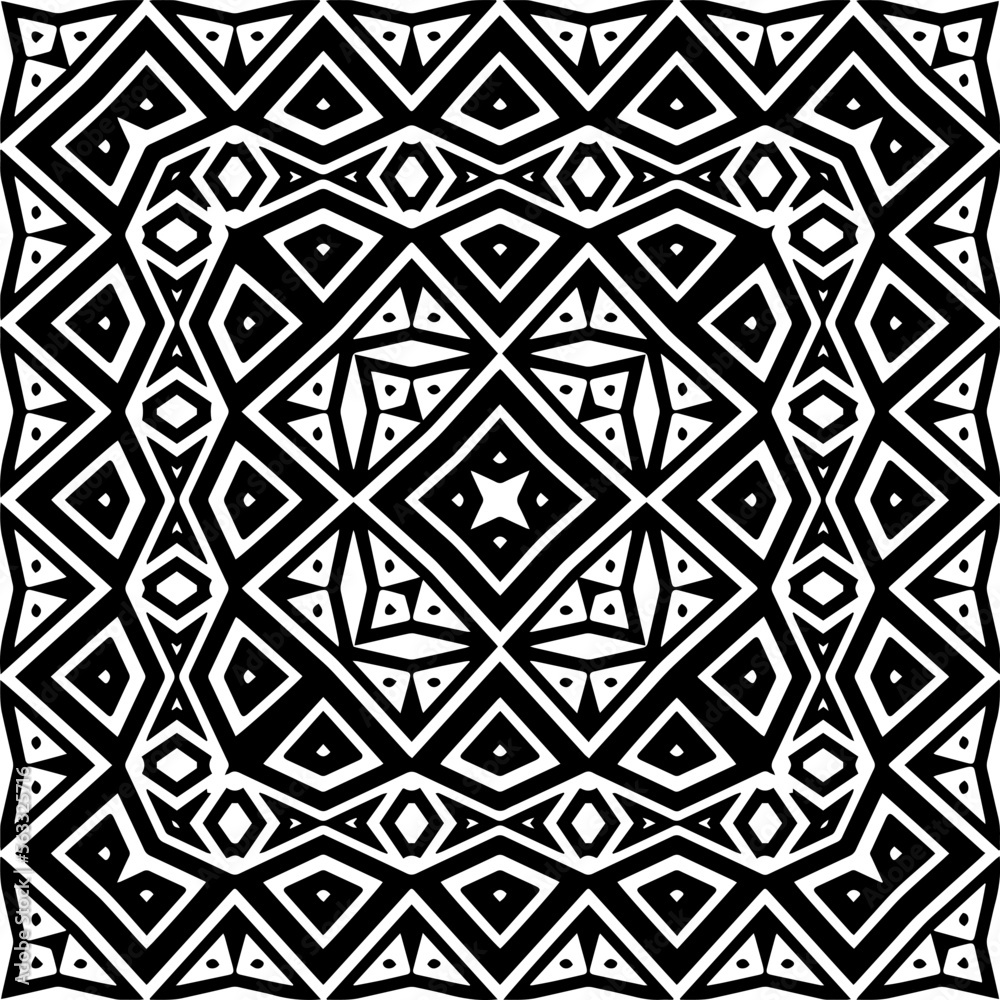 Vector pattern in geometric ornamental style. Black and white color.Seamless pattern.
Vector pattern in geometric ornamental style. Black and white color.Seamless pattern.