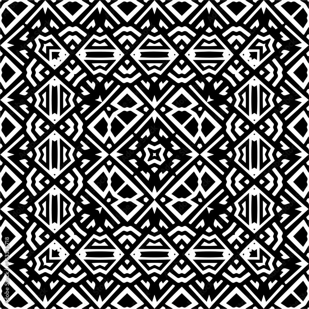 
Vector pattern in geometric ornamental style. Black and white color.Seamless pattern.