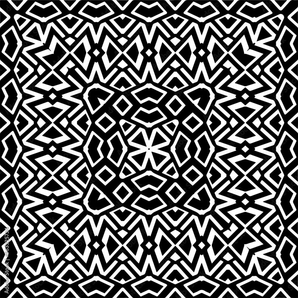 
Vector pattern in geometric ornamental style. Black and white color.Seamless pattern.