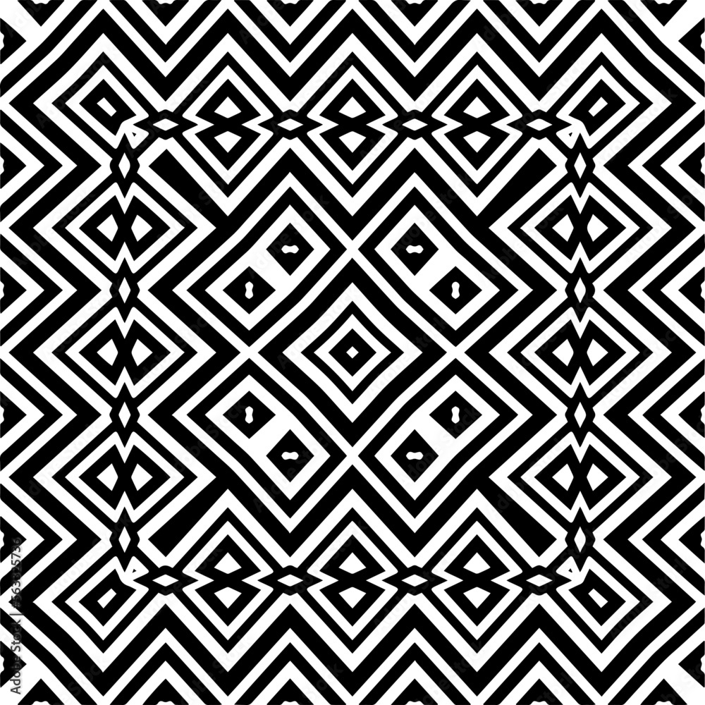 Vector pattern in geometric ornamental style. Black and white color.Seamless pattern.
Vector pattern in geometric ornamental style. Black and white color.Seamless pattern.
