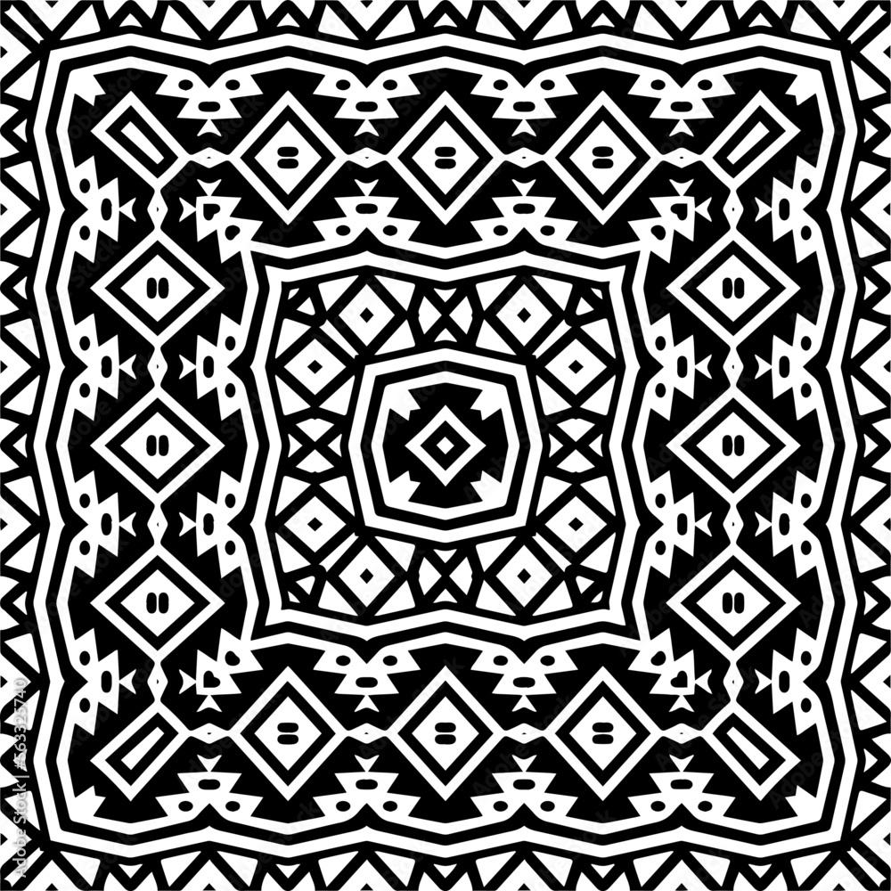 Vector pattern in geometric ornamental style. Black and white color.Seamless pattern.
Vector pattern in geometric ornamental style. Black and white color.Seamless pattern.