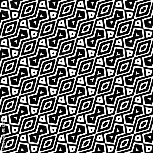  Vector pattern in geometric ornamental style. Black and white color.Seamless pattern.