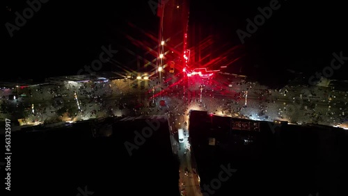 The course of life. Istanbul night view from above. Traffic jams of the metropolis. The view from the drone.