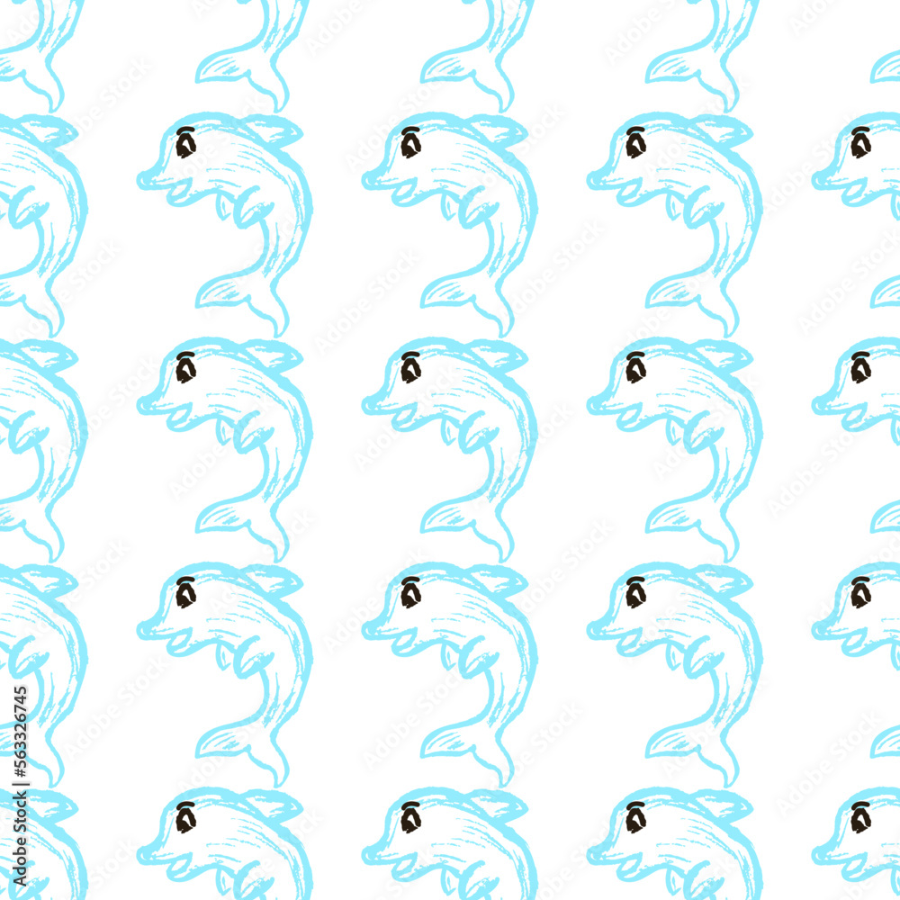 Fototapeta premium Seamless pattern. Children's drawings with wax crayons