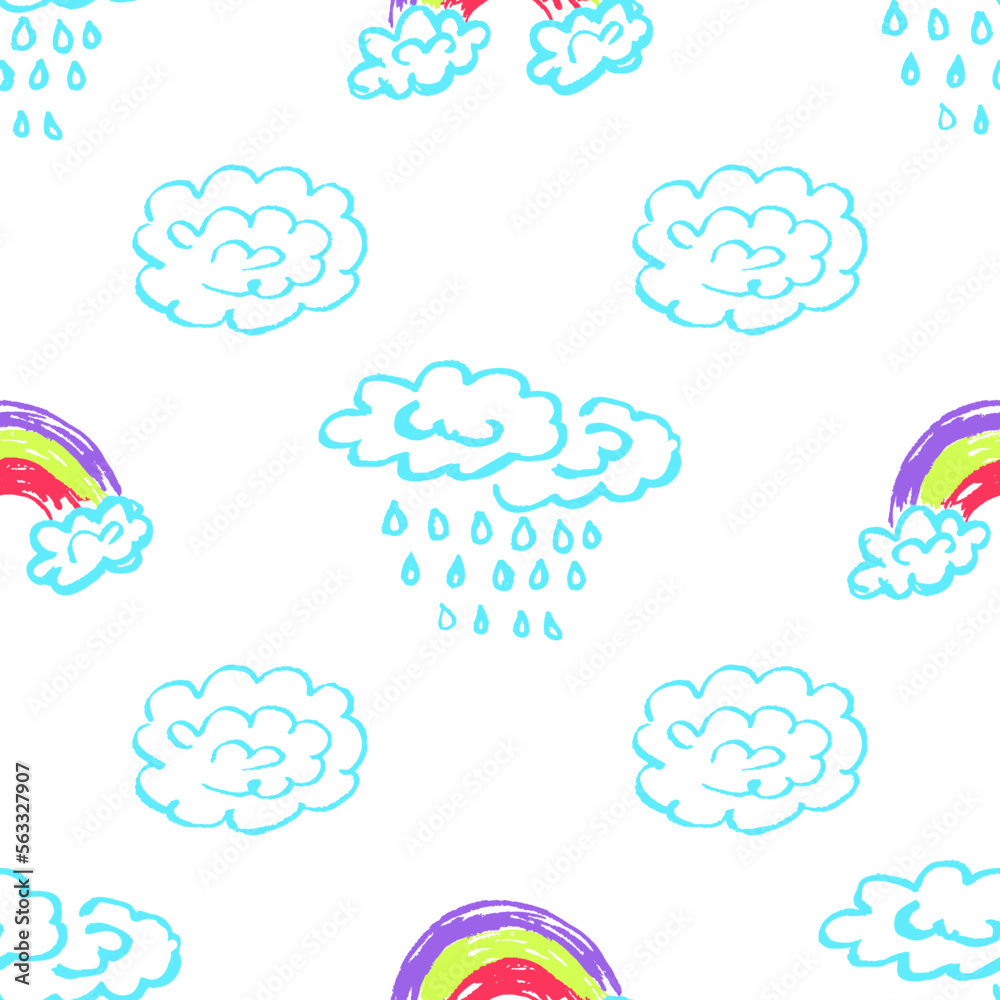 Obraz premium Seamless pattern. Children's drawings with wax crayons