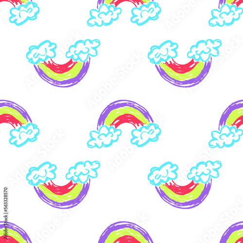 Seamless pattern. Children's drawings with wax crayons