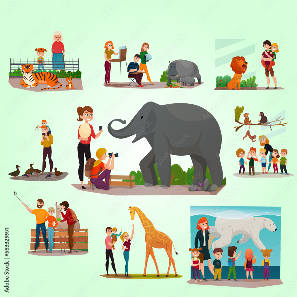 set of cartoon animals set of cartoon animals