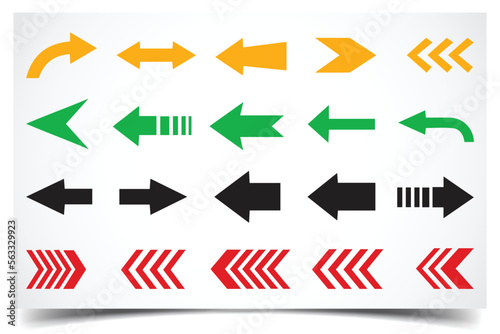 Arrow icons set. Colored arrow sign symbols. Arrow collection. Arrows forward colored set icons.