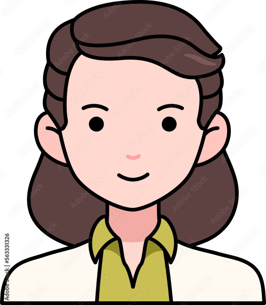 Gentlewoman Business woman avatar User person retro hair Colored Outline Style Gentlewoman Business woman avatar User person retro hair Colored Outline Style