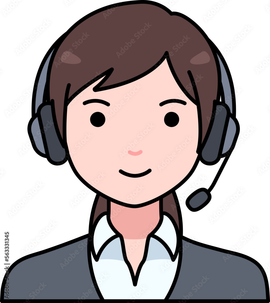 Service call center Womaan girl avatar User person people Colored Outline Style