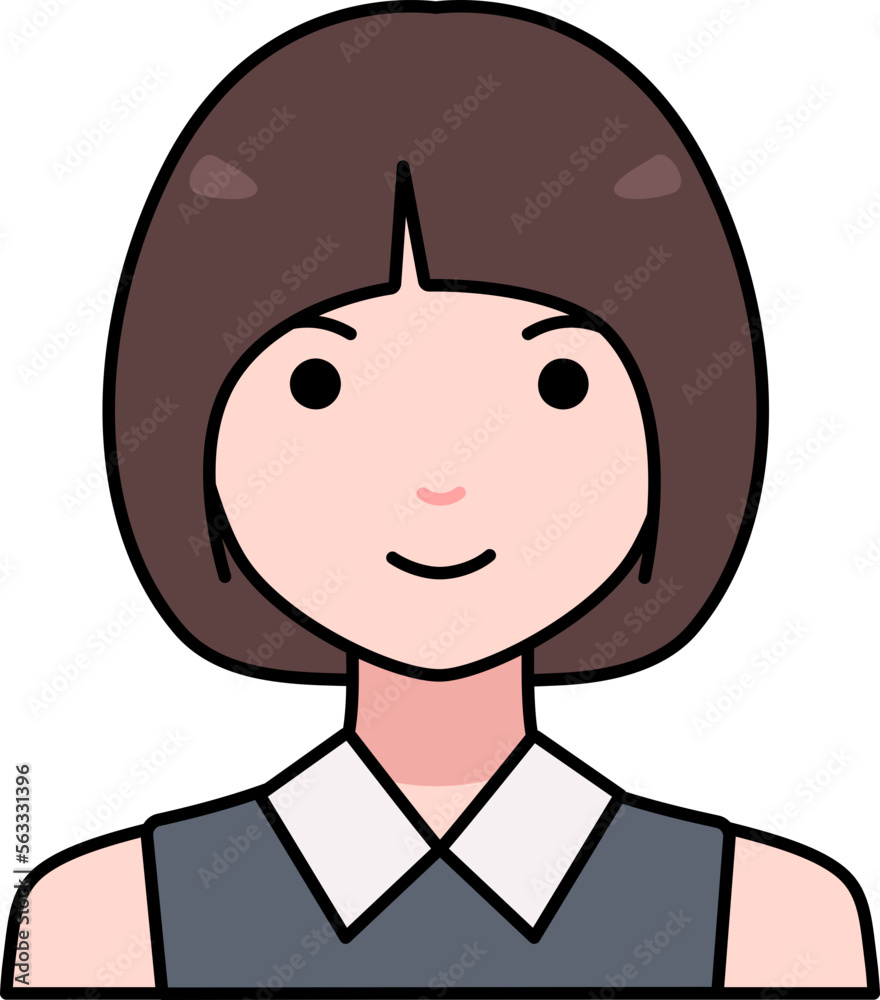 Woman girl avatar User person people bob short hair Colored Outline Style Woman girl avatar User person people bob short hair Colored Outline Style
