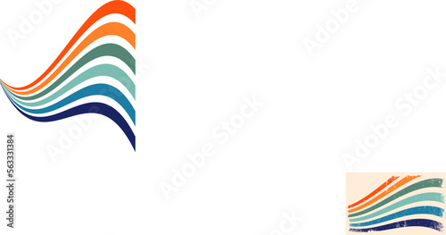 Retro groovy background. Abstract colourful and textured wavy shapes design.
