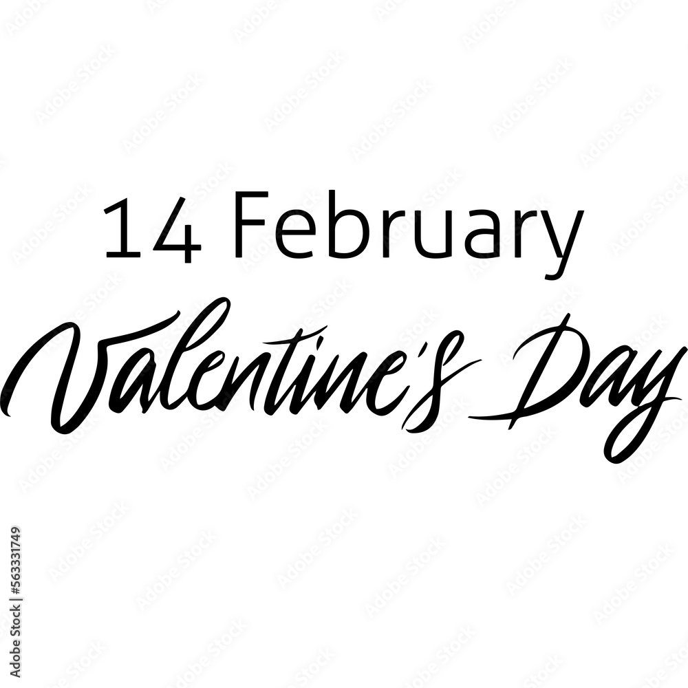 Valentines Day Handwritten Lettering. Illustration of Cursive Hand Drawn Calligraphy. Black over White Background. Valentines Day Handwritten Lettering. Illustration of Cursive Hand Drawn Calligraphy. Black over White Background.