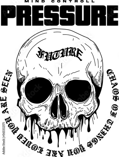 hand drawn skull with slogan Vector design for t-shirt graphics, banner, fashion prints, slogan tees, stickers, flyer, posters and other creative uses