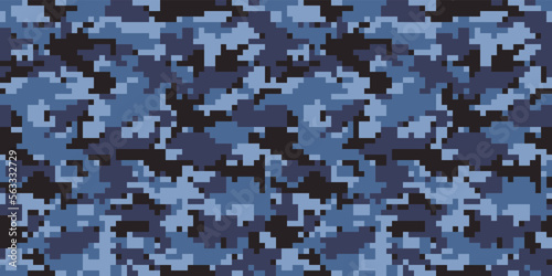 Pixelated camouflage background. Seamless pattern.Vector. ピクセル迷彩パターン テクスチャ 背景素材