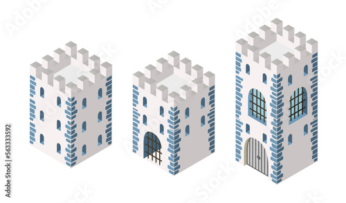 An isometric element of an ancient fortress of an urban landscape