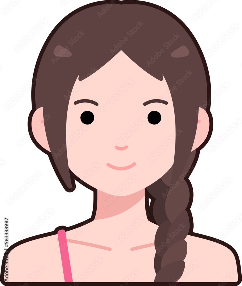 Avatar User Woman girl person people cute pigtail hair Flat Black Outline Avatar User Woman girl person people cute pigtail hair Flat Black Outline