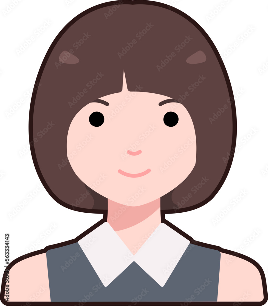 Woman girl avatar User person people bob short hair Flat Black Outline Woman girl avatar User person people bob short hair Flat Black Outline