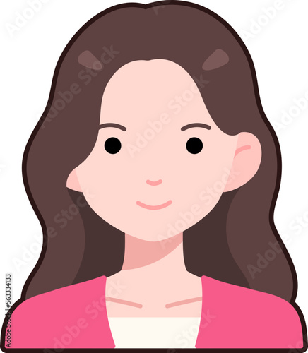 Woman girl avatar User person long hair Pink Clothing Flat Black Outline